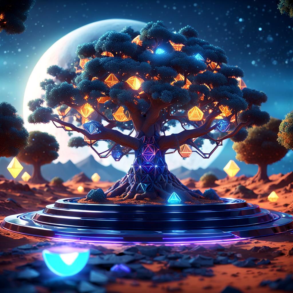 Geometric Tree of Life in Sci-Fi Style