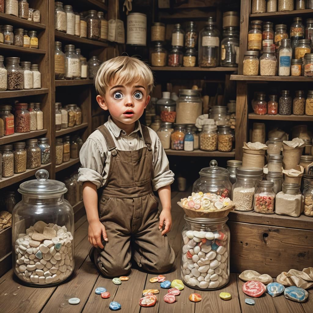 Frontier Boy's Surprise in Old Merchant Store