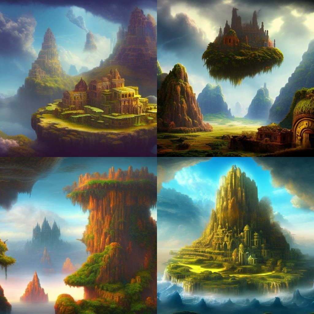 Floating Sky Island Ruins: Fantasy Concept Art