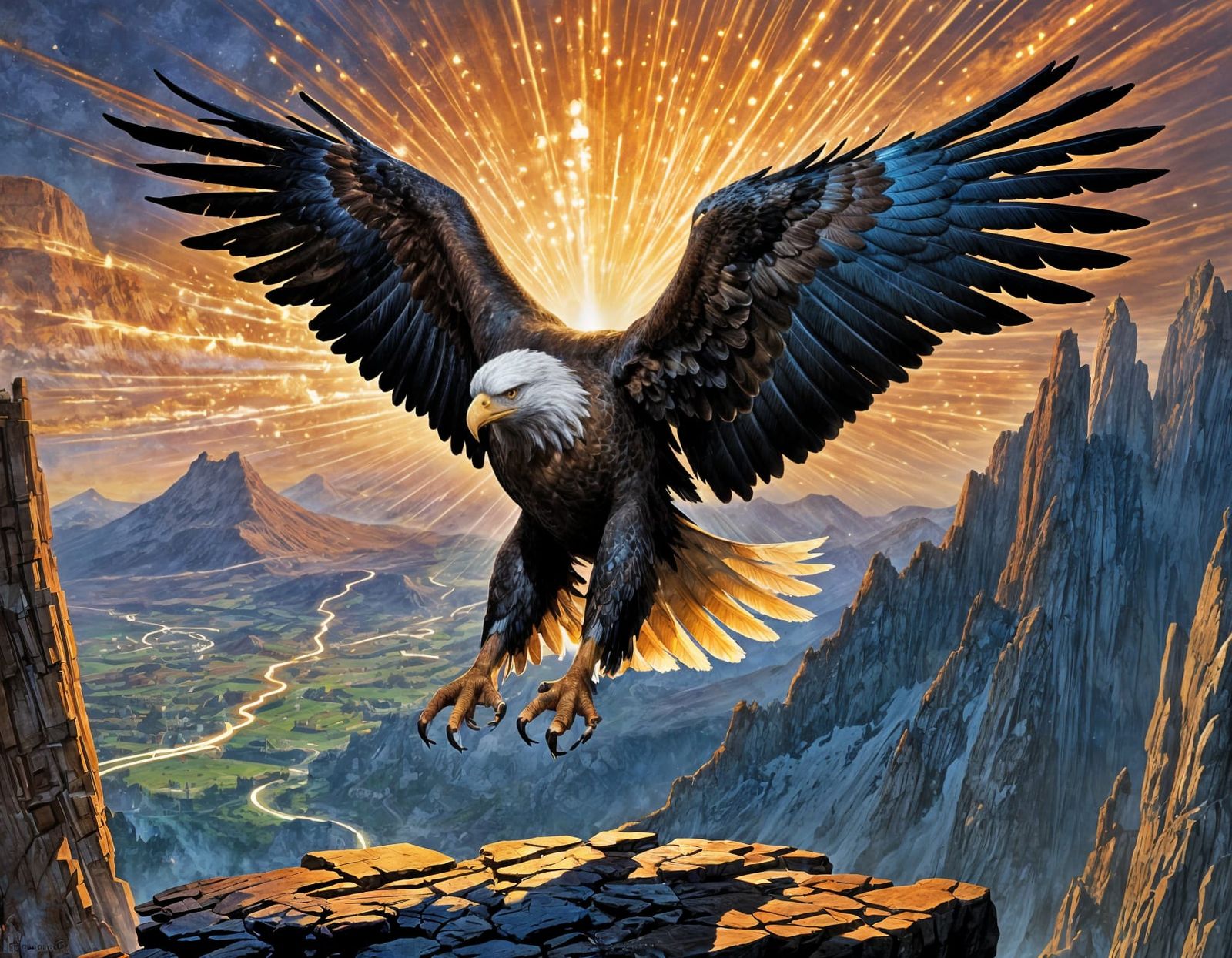 Dynamic Eagle Made of Light Beams