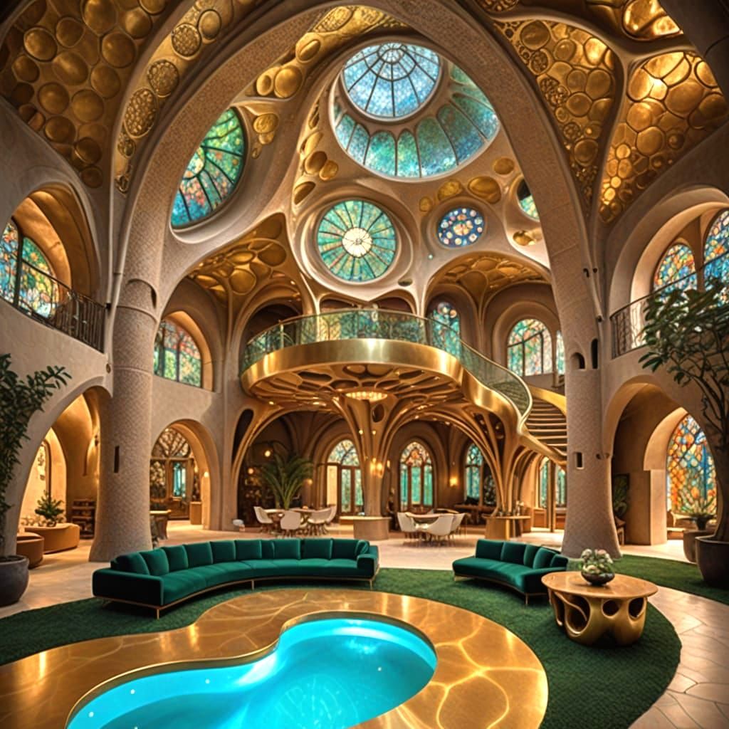 Sleek, Eco-Friendly Futuristic Home in Art Nouveau Style