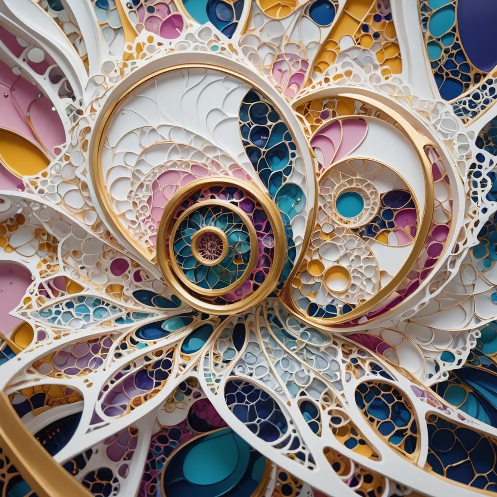 Abstract Geometric Shape with Gold Rim