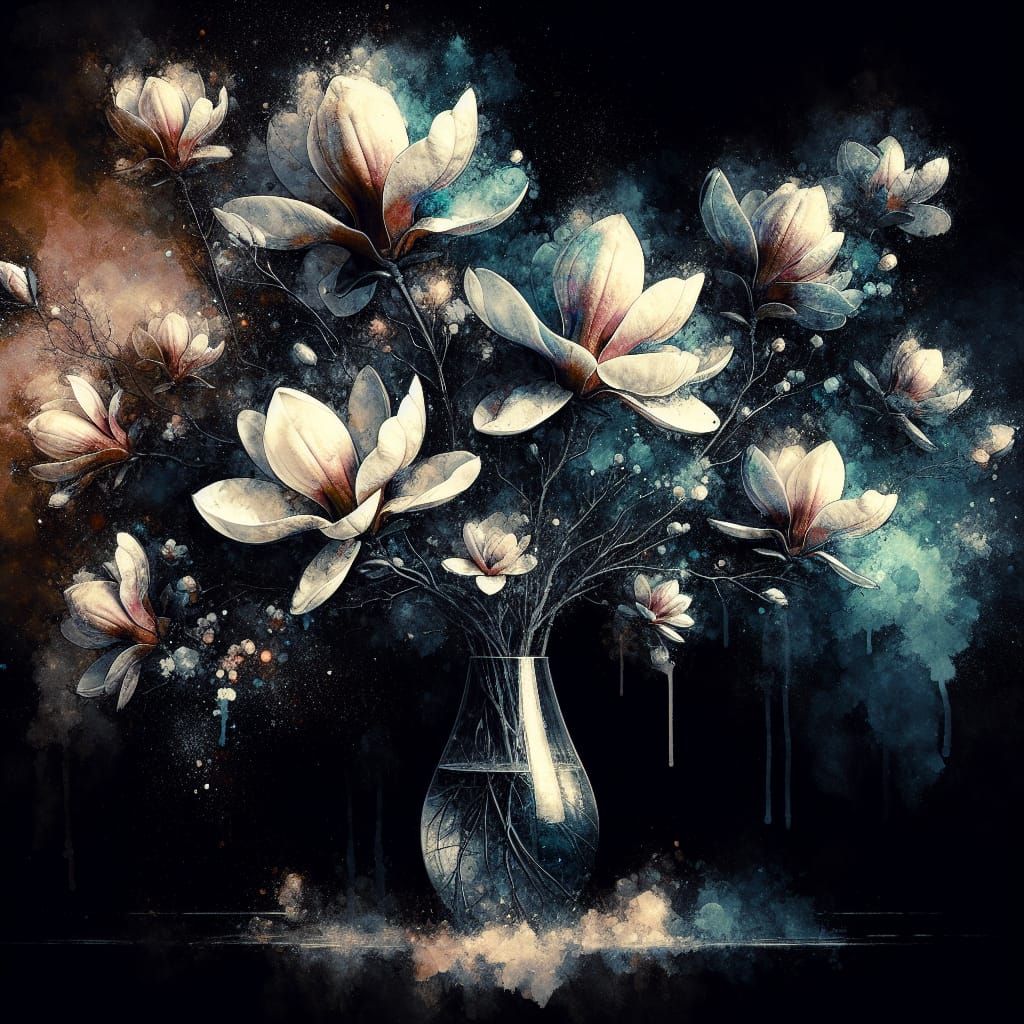 magnolie in a glass vase