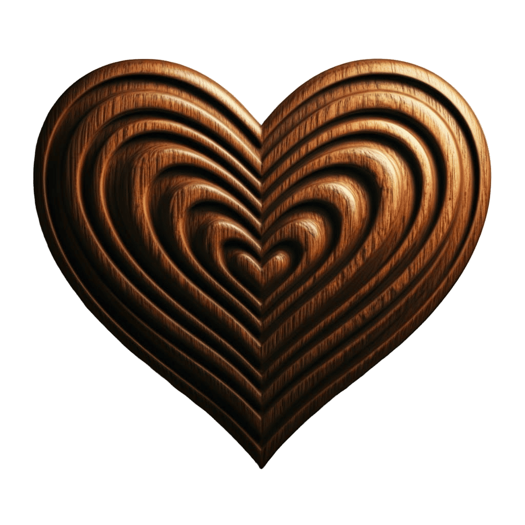 Epic Cinematic Wooden Heart Against a Simple White Backgroun...