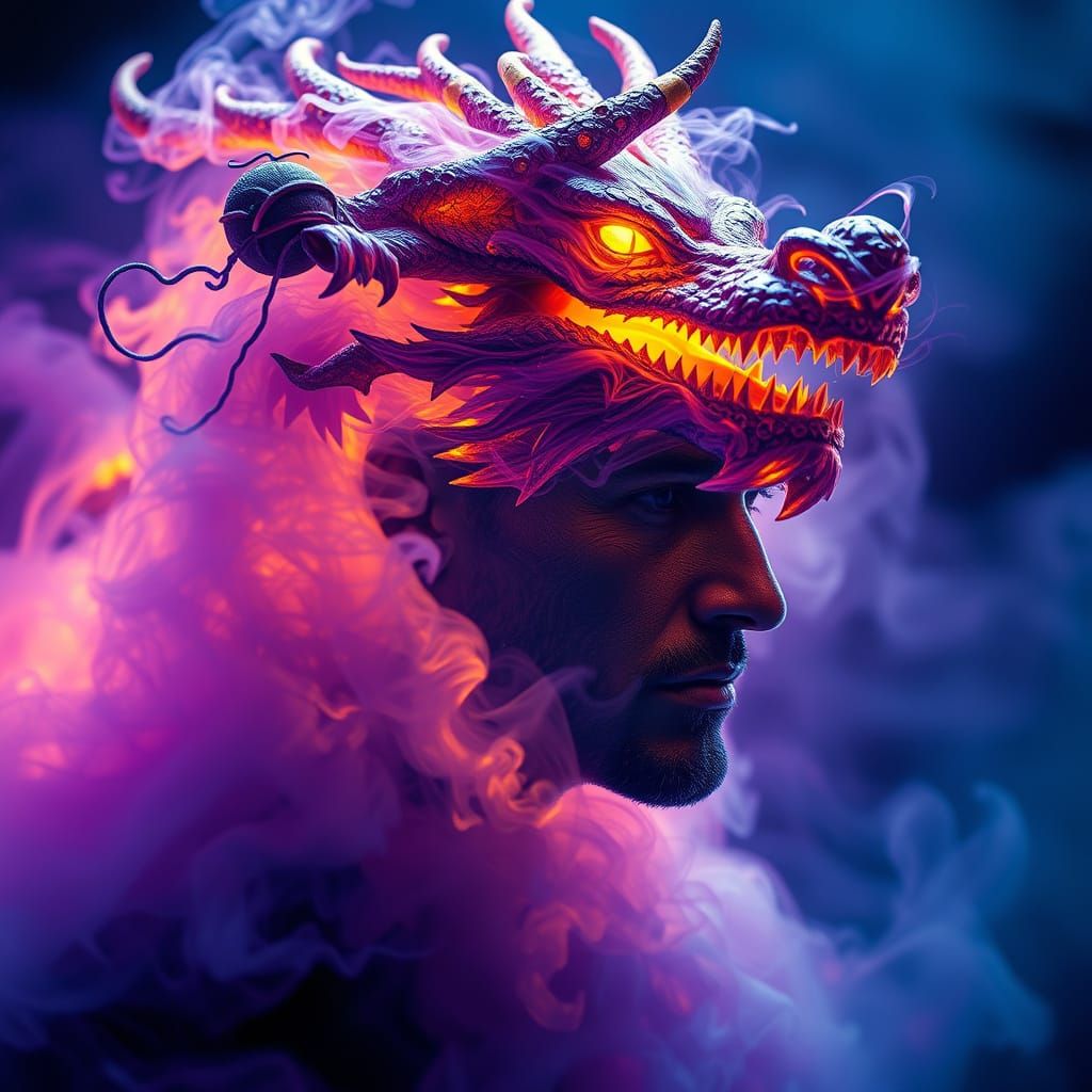 Ethereal Medieval Dragon Emerges from Smoky Vapors