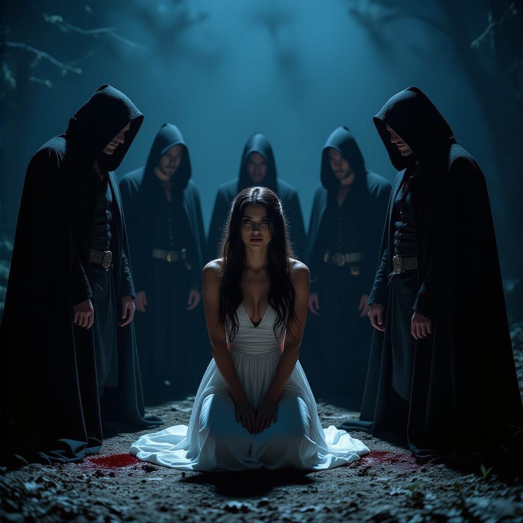 Vampires Circling Victim in Cinematic Style