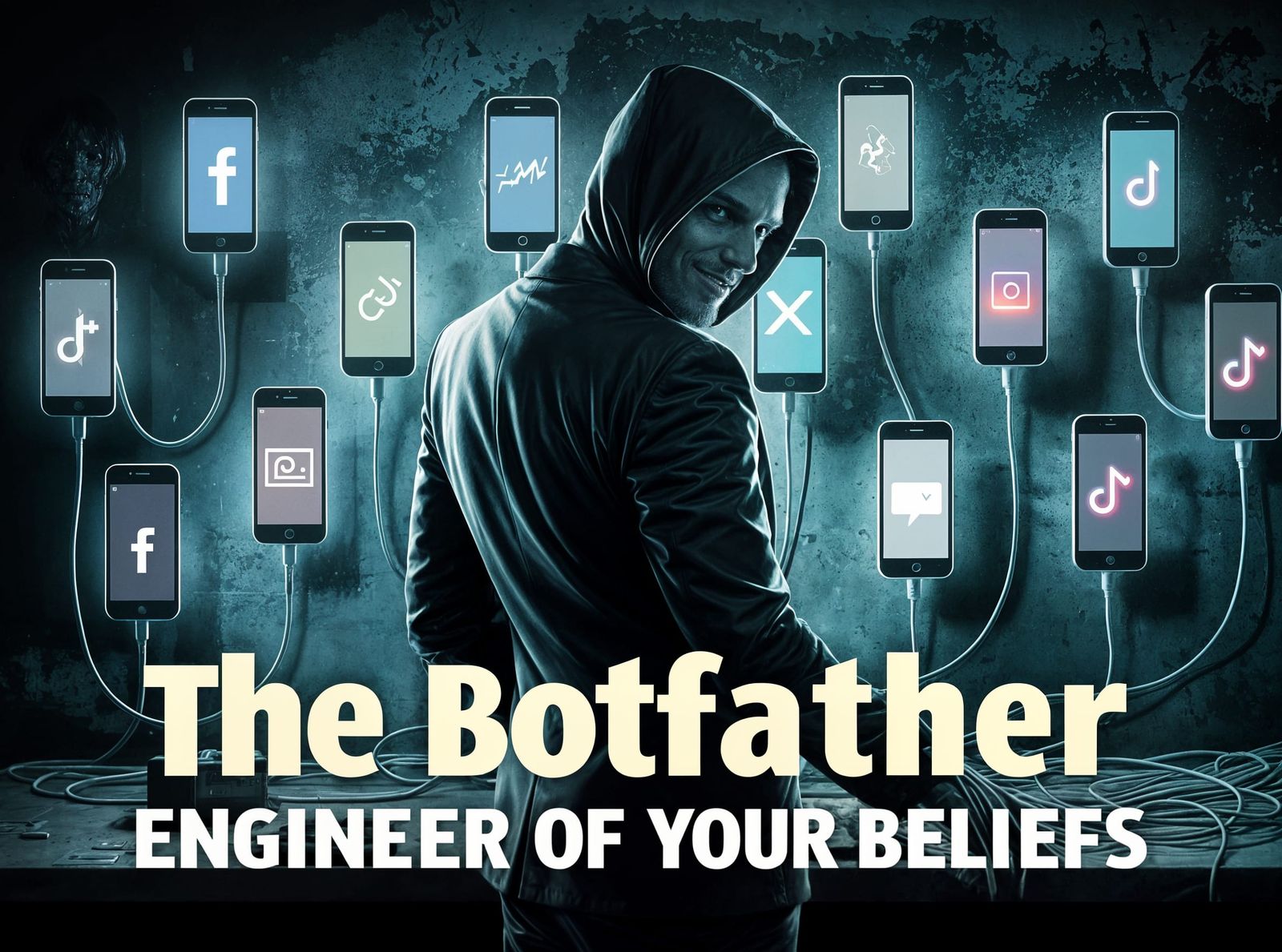 Sinister Hacker in Dimly Lit Tech Room