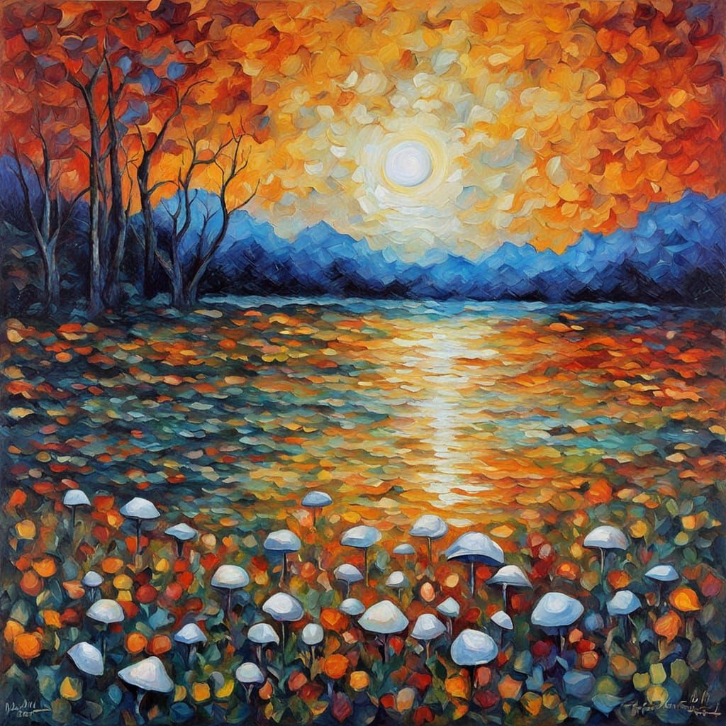 Surreal Neo-Impressionist Landscape with Expressive Brushstr...