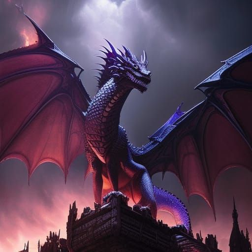 Adamantine Dragon Character Concept in Dystopian Fantasy Art