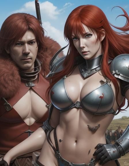Red Sonja and Steel Legion in Anime Style