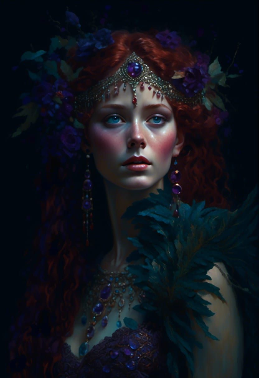 Empress in Moonlight: Hyperrealistic Portrait