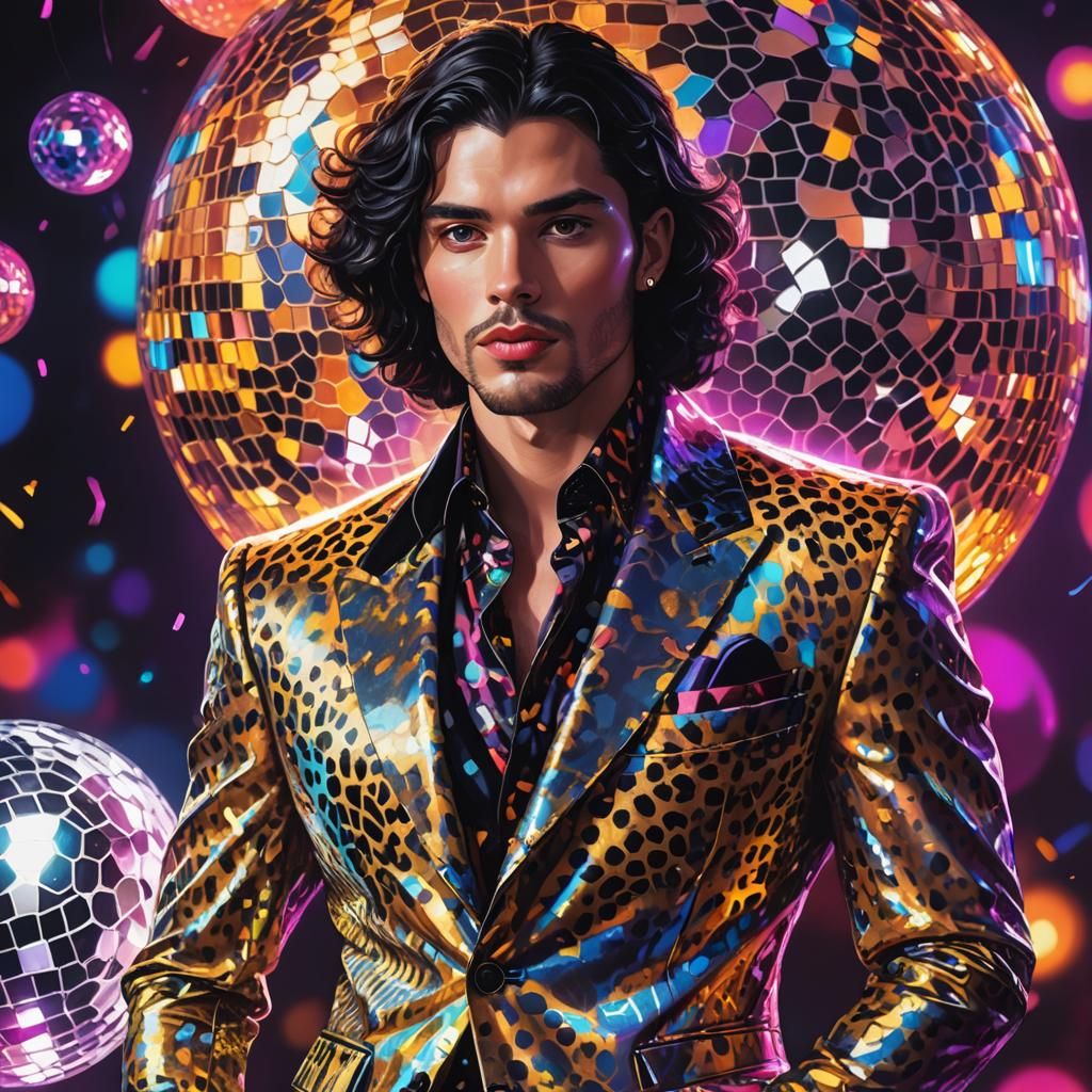 Baroque Fantasy: Young Man in Disco Fashion, Neon Lights