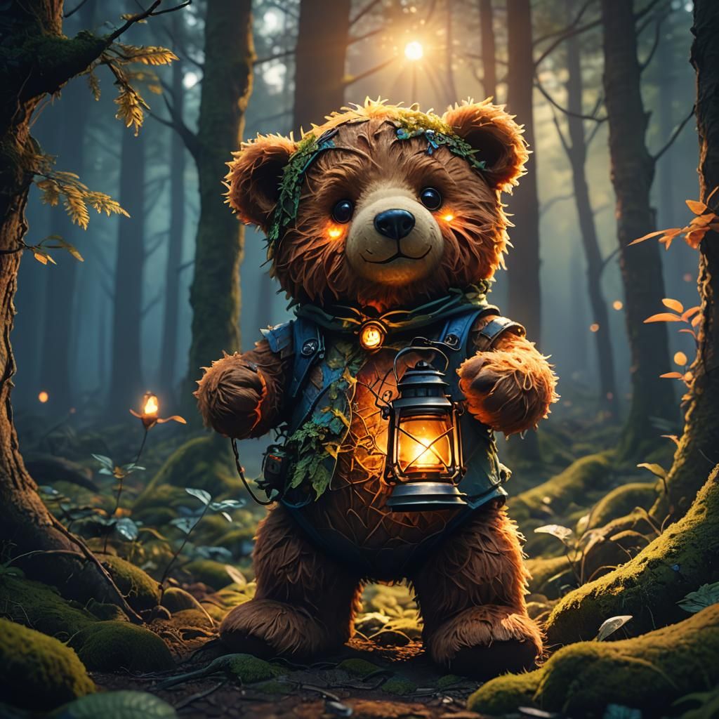 Teddy Bear's Lantern: A Fantasy Concept Art