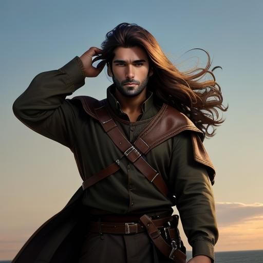 Helmeted Medieval Man Contemplates Head Protection