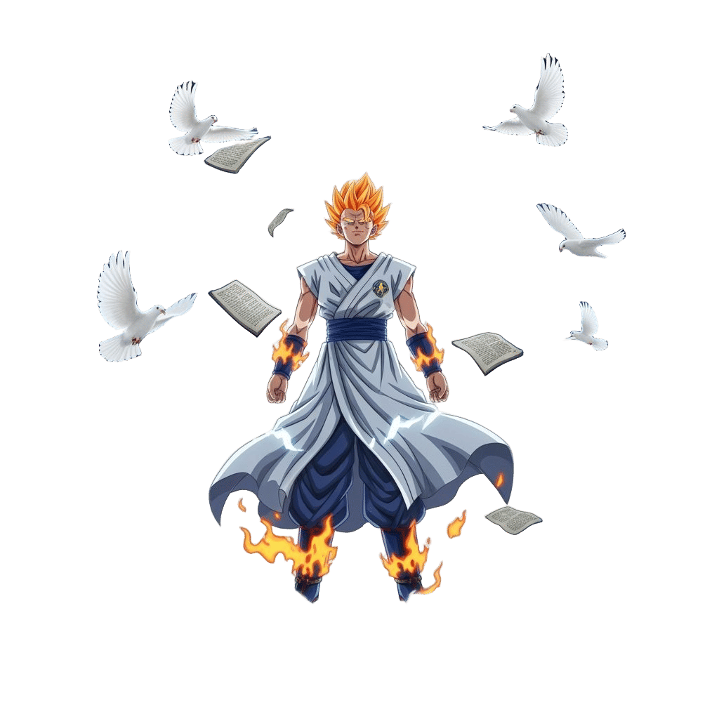 Anime Warrior's Serene Transformation in Digital Art Style