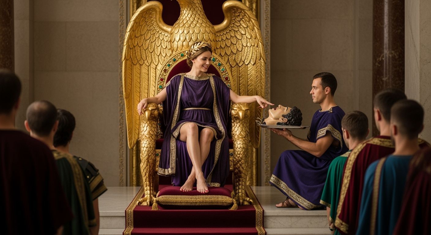Roman Empress on Imperial Throne with Eagle Design