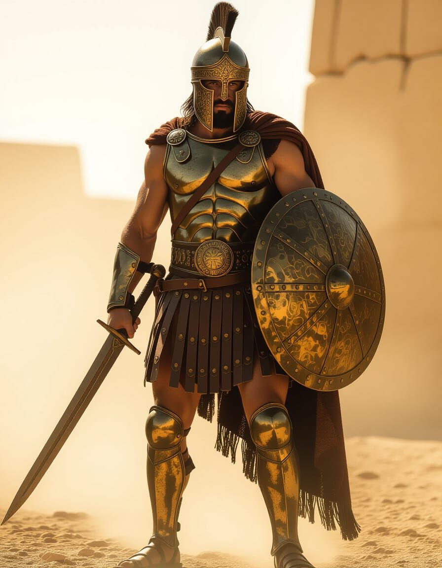 Bronze Age Iberian Warrior in Dramatic Golden Hour Light
