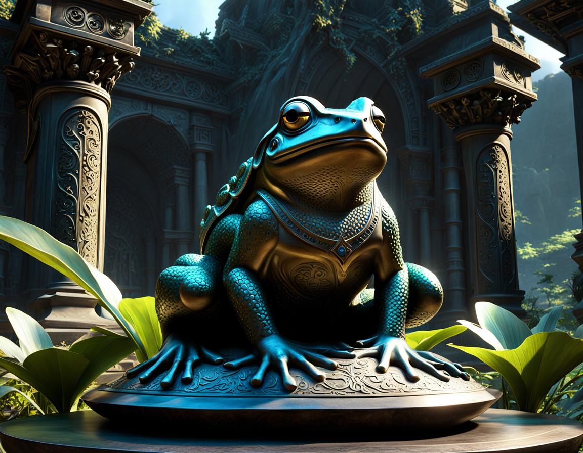 Stone Frog God Altar: Dark Fantasy Concept Art