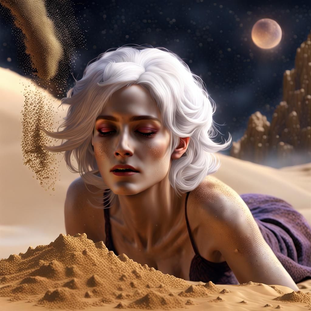 Sandman Visits White-Haired Woman in Matte Painting