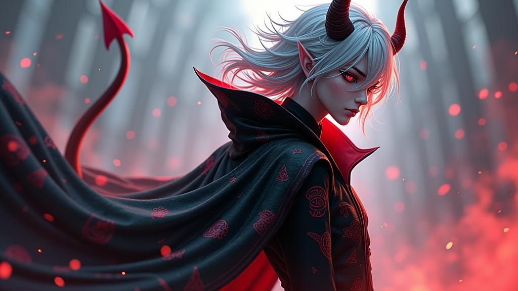 Mysterious Wight Devil in Anime Style