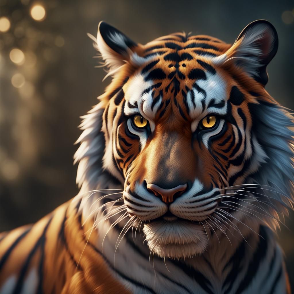 Dramatic Portrait of a Tiger in Detailed Matte Painting