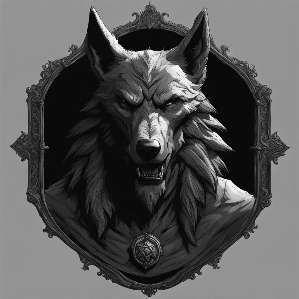 Gothic Werewolf Portrait in Black and White