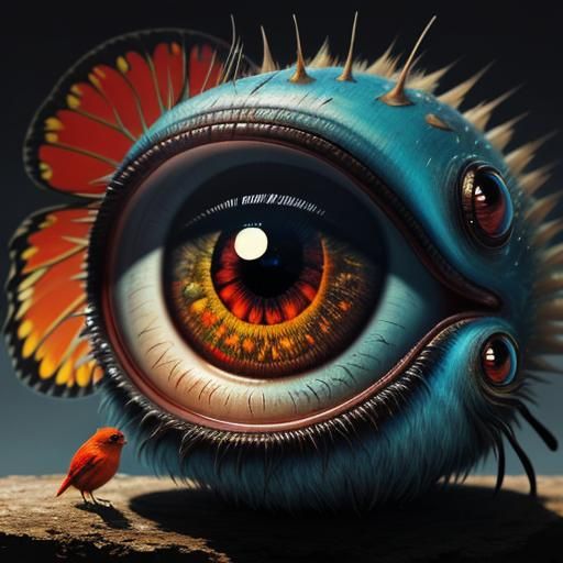 Surreal Fuzzy Eye Creature in Urban Decay