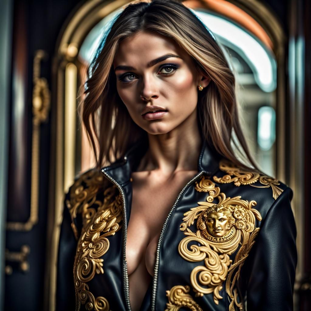 Beautiful Woman in Versace Clothes