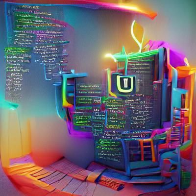Colorful Computer Code Art, Unreal Engine Style