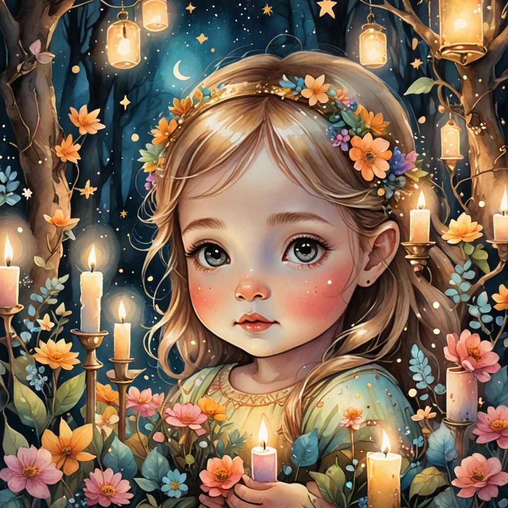 Whimsical Baby Surrounded by Magic in Mystical Forest