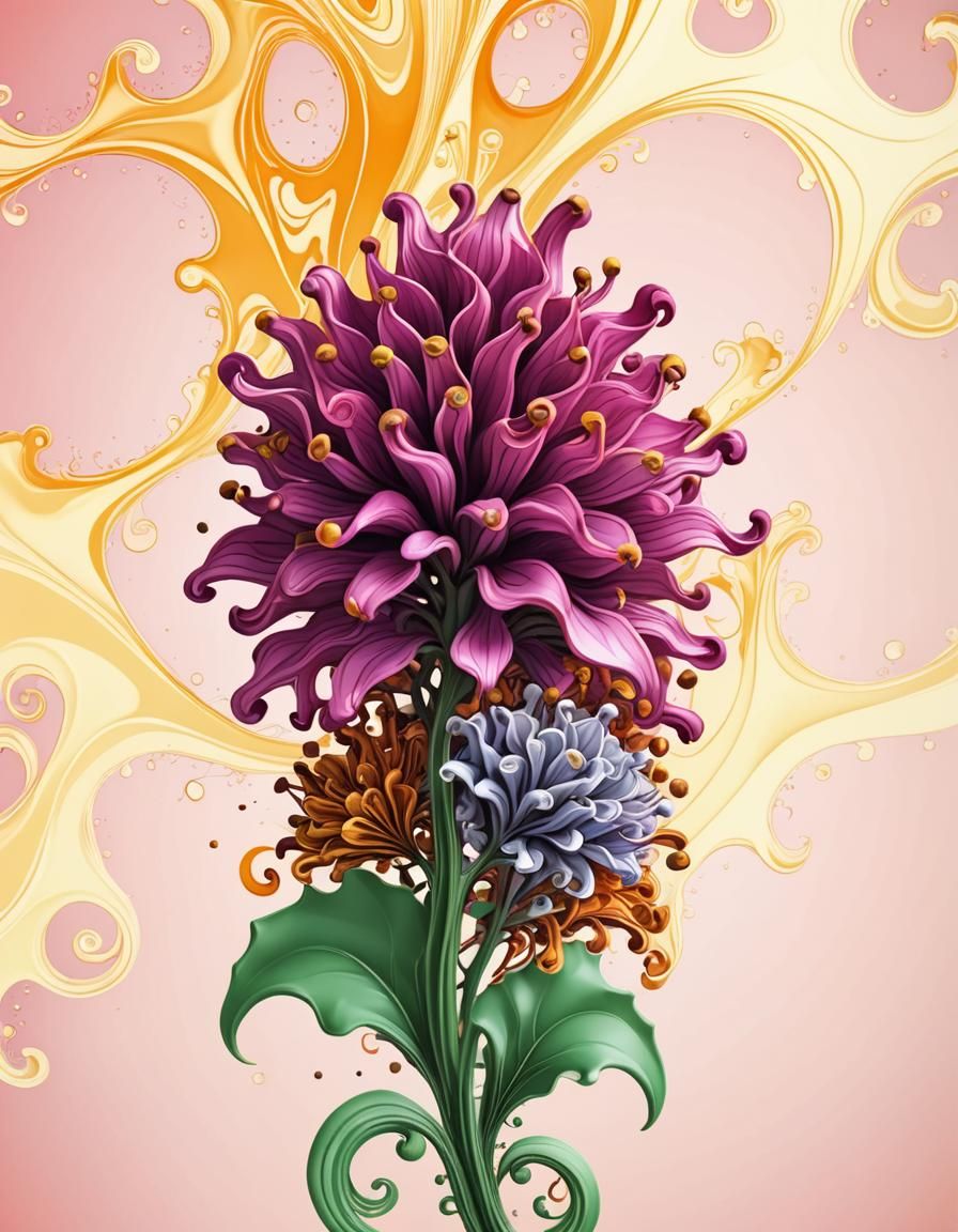 Cloves on Marbling with Abstract Vector Fractals