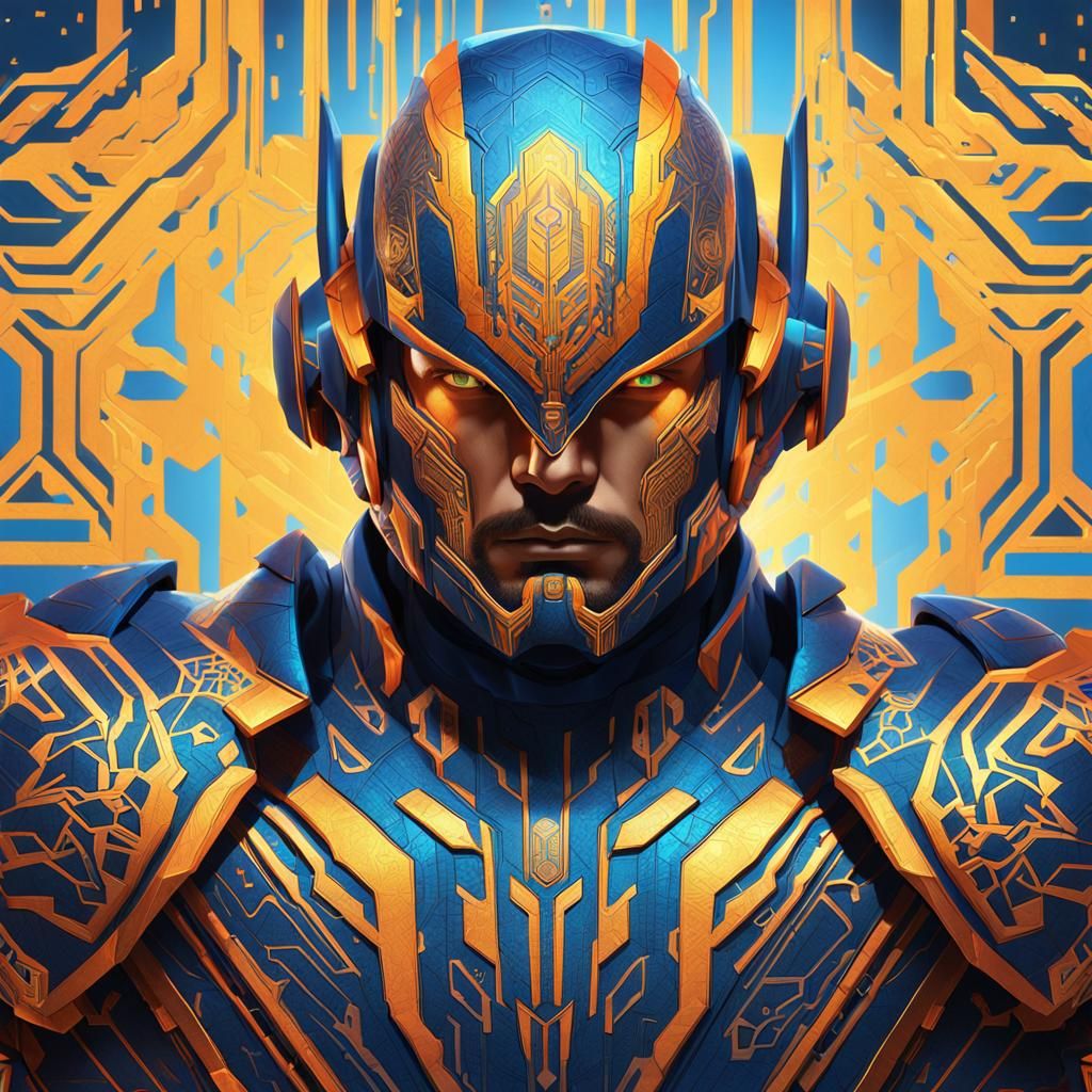 Detailed Portrait of Caleb Catalan in Bio-Luminescent Suit