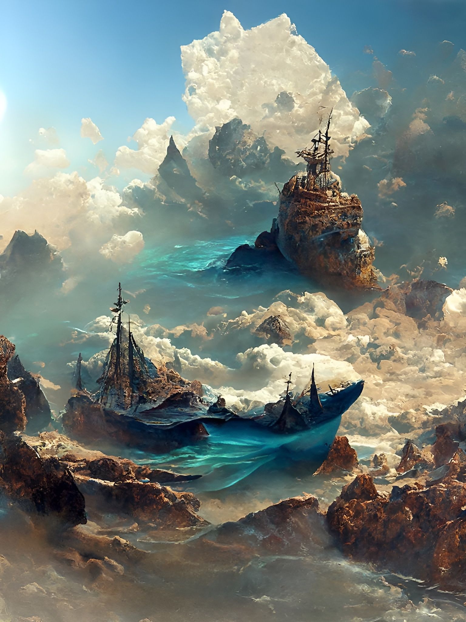 Caravel Sails Calm Seas in Digital Art Style