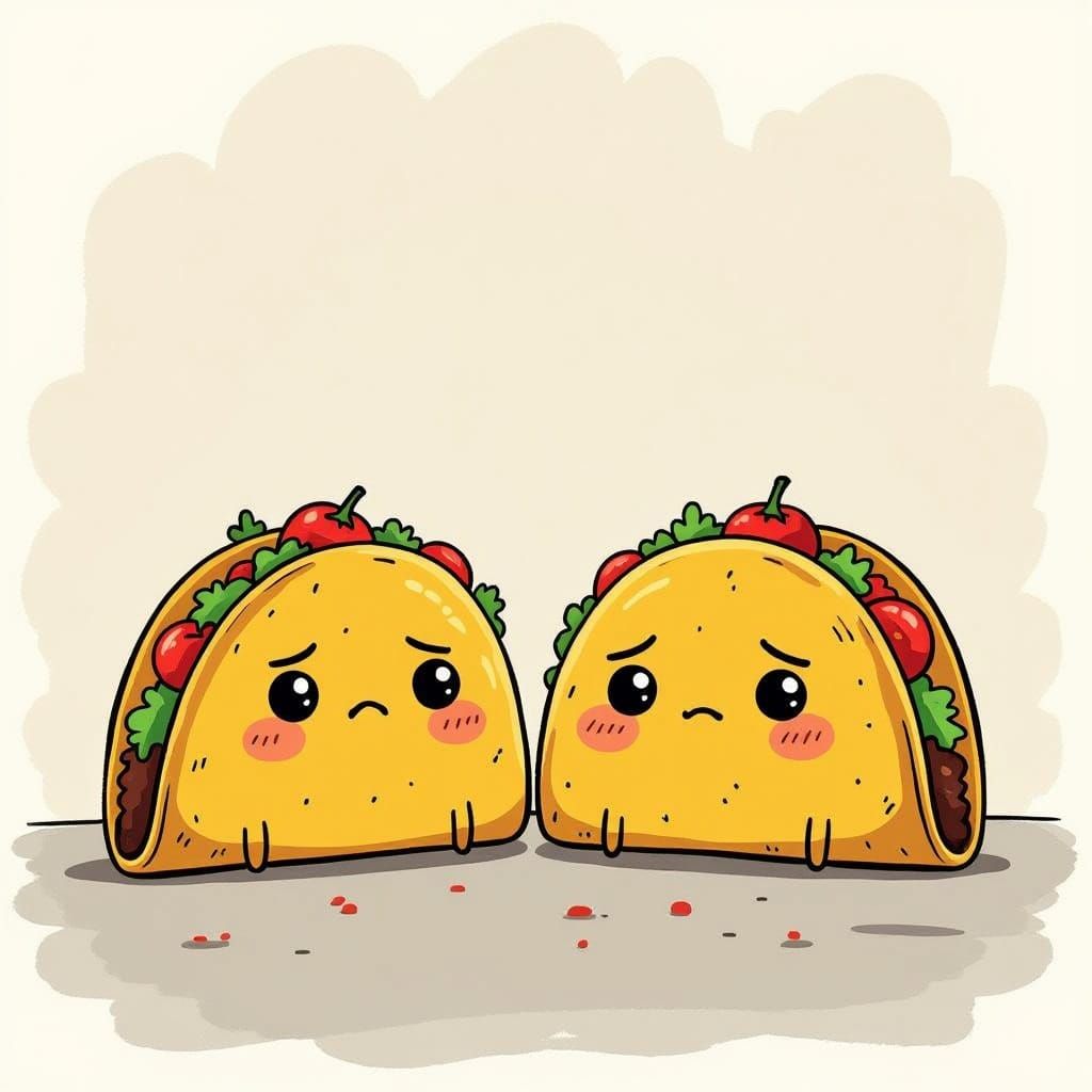 Sad Tacos with Melancholic Seasoning in Watercolor Style