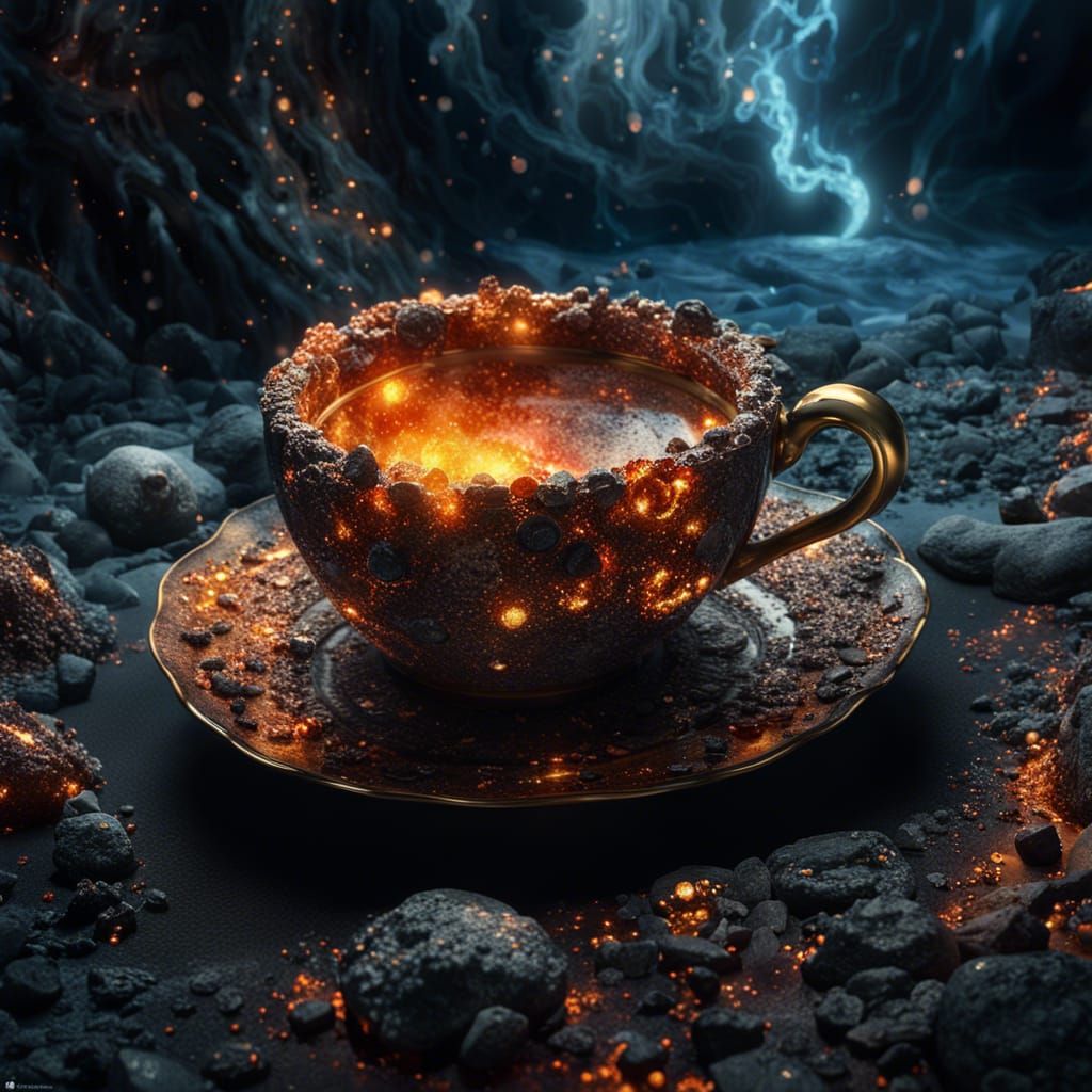 Surreal Teacup Landscape: A Digital Art Masterpiece