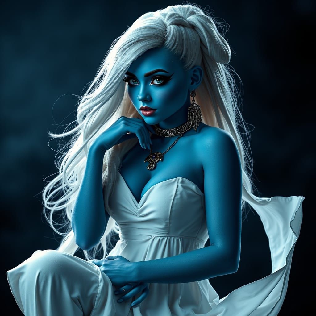 Gothic Smurfette in Dark Fantasy Setting