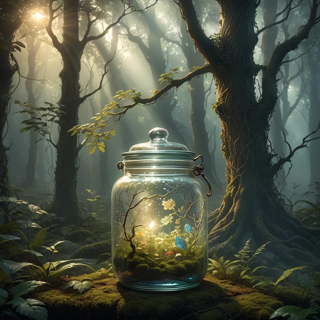 Glowing Cloud in Glass Jar: Fantasy Concept Art