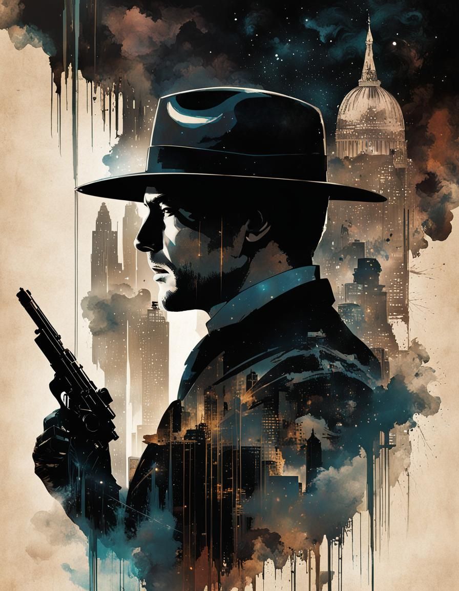 Noir Double Exposure: Silhouettes and Memories