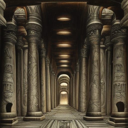 Epic Nephilim Temple Interior in Sci-Fi Style