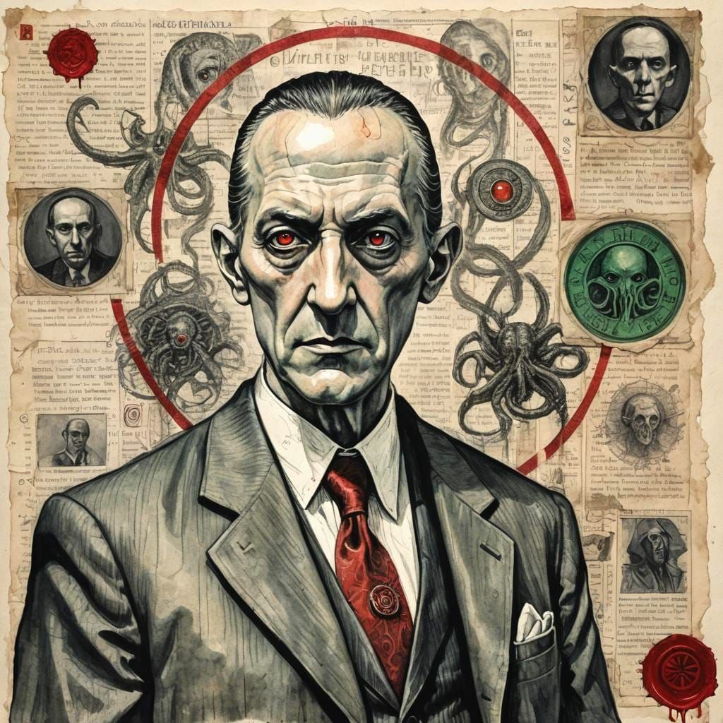 Intense Crime Boss Cult Leader in Mixed Media Collage