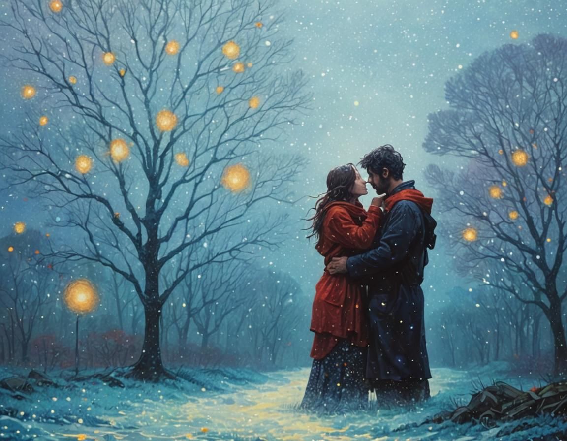 Warm Morning Kisses in Mixed Media Art