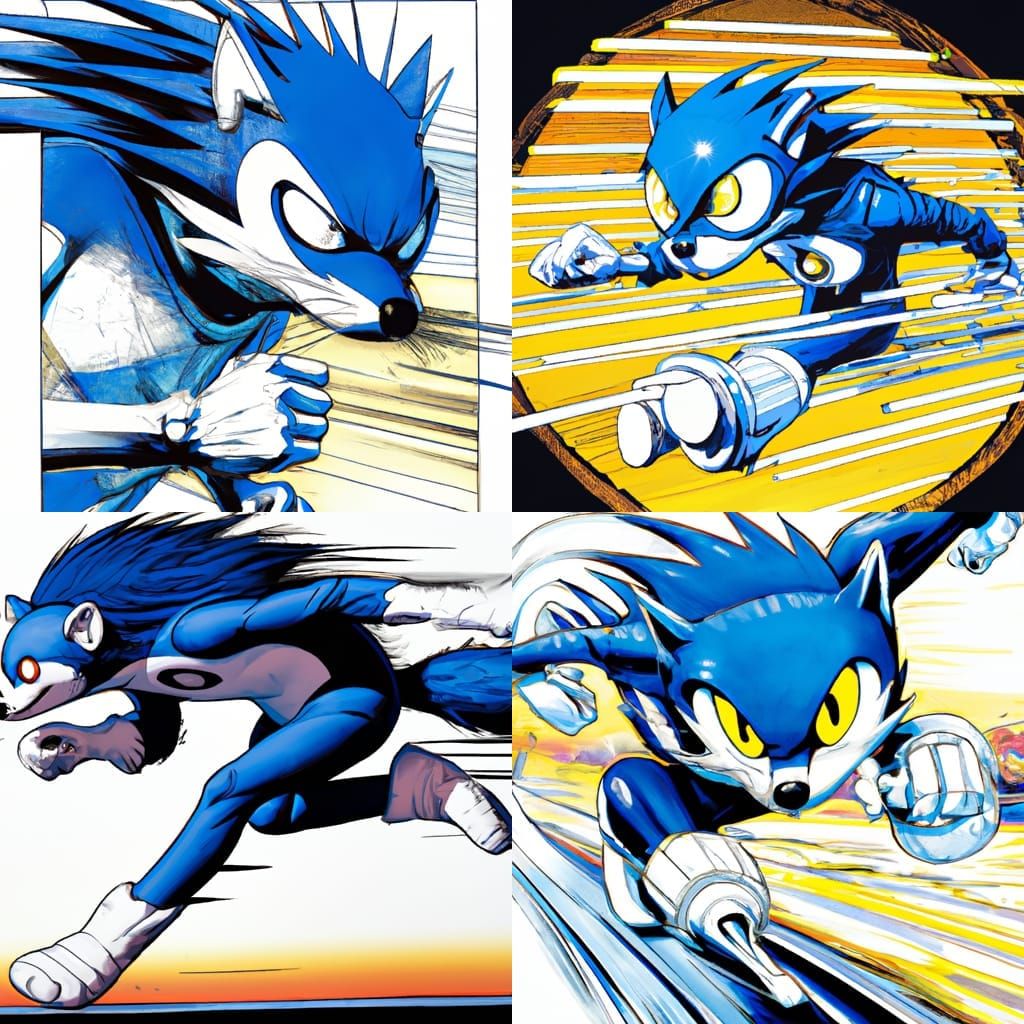 Sonic in Comic Book Art Style