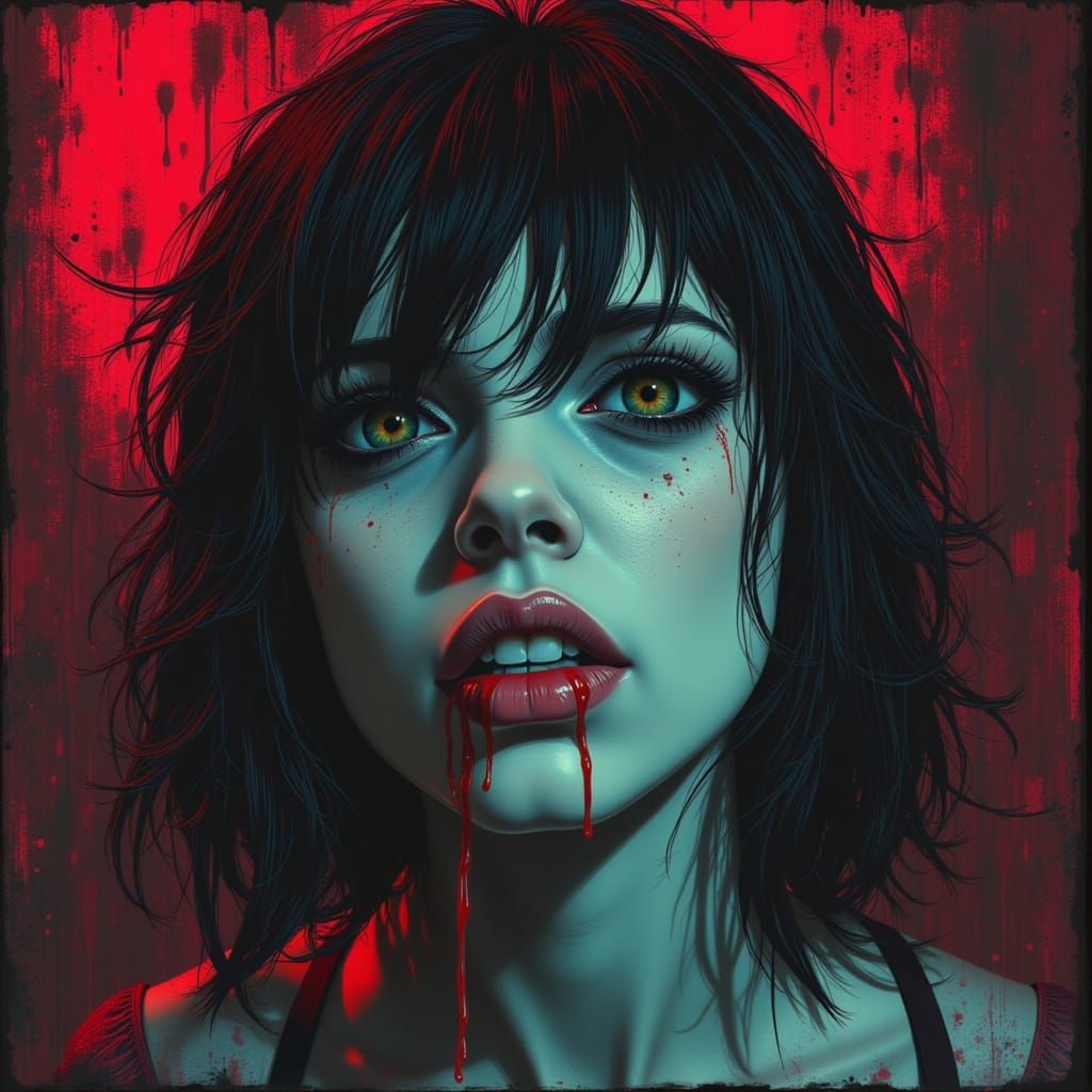 Cursed Woman: Analog Horror Painting