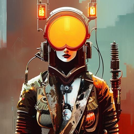 Dark Horror Inkpunk AI Art in Dieselpunk Style