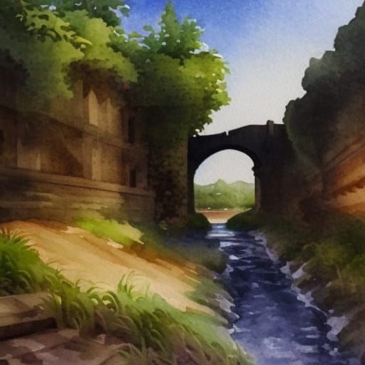 Victorian Viaduct: Dynamic Watercolor Painting