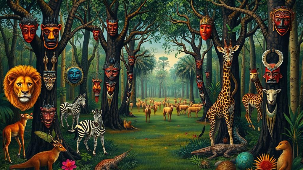 Surreal Wildlife in Dreamlike Forest