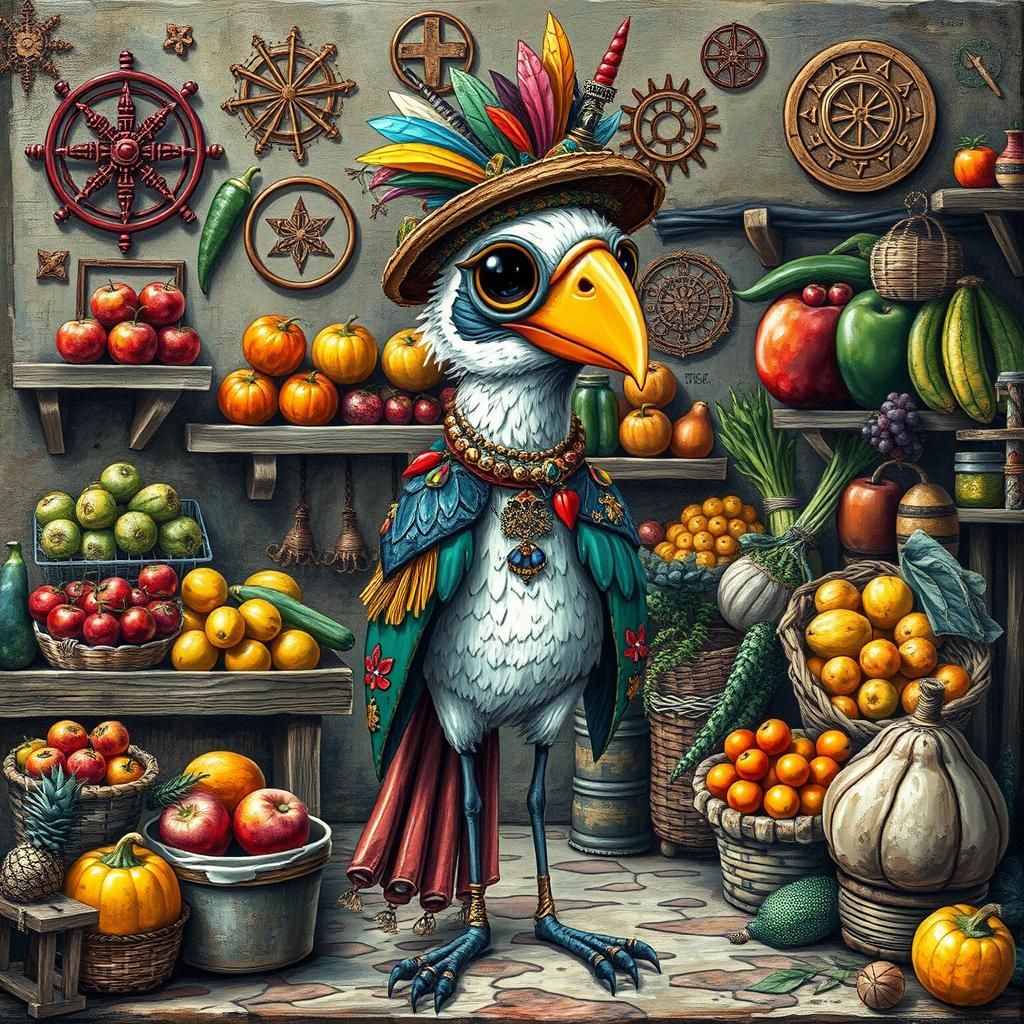 Bohemian Bird at Greengrocer, Mystic Puzzle Art