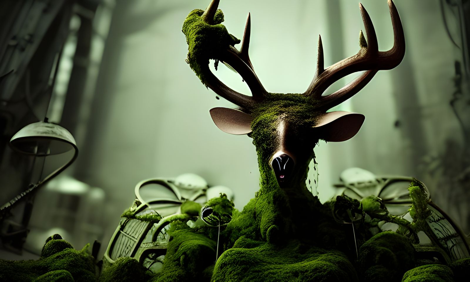 Steampunk Deer Oracle: Hyper-Detailed Digital Illustration