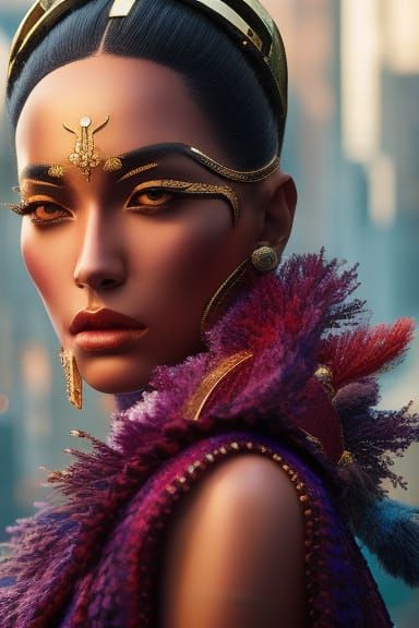 Stunning Close-Up Portrait in Cyberpunk Fashion