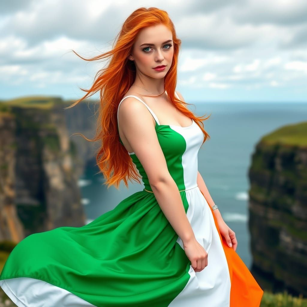 Ethereal Irish Beauty Stands on Cliffs of Dover